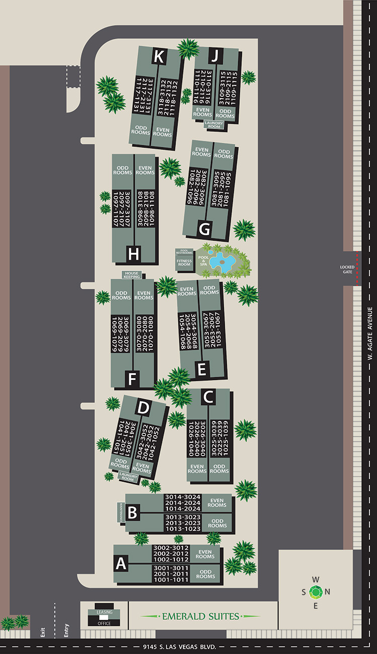 Emerald Suites South Las Vegas Boulevard | Extended Stay Rentals in Las Vegas, NV | Community Site Map